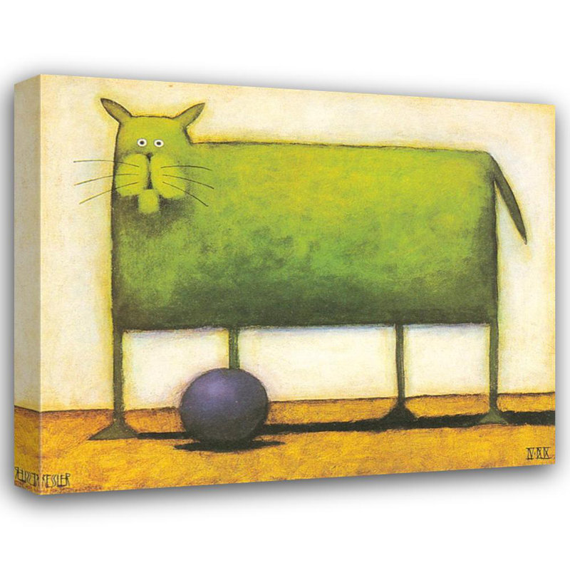 Chat avec balle, H 28 po x l 34 po