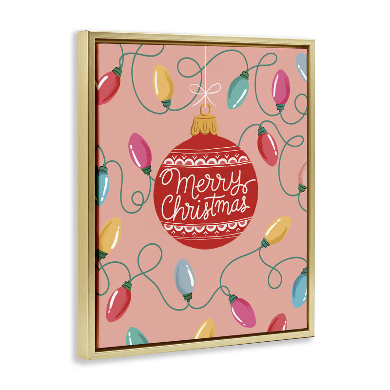 «Christmas Bauble in Warm Tones», art mural encadré sur toile flottante, design par Nancy McKenzie, H 21 po x l 17 po, Or