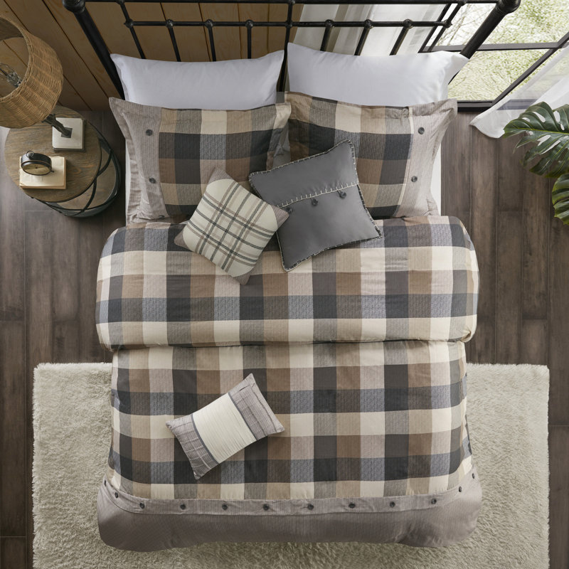 Housse de couette chaude et confortable avec chevrons très grands et très décoratifs avec détails décoratifs Buffalo, Gris