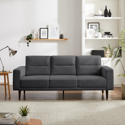 Heros 84.3" W Linen Blend Square Arm 3-Seater Sofa 
