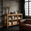 Console en bois massif avec tablettes réglables
