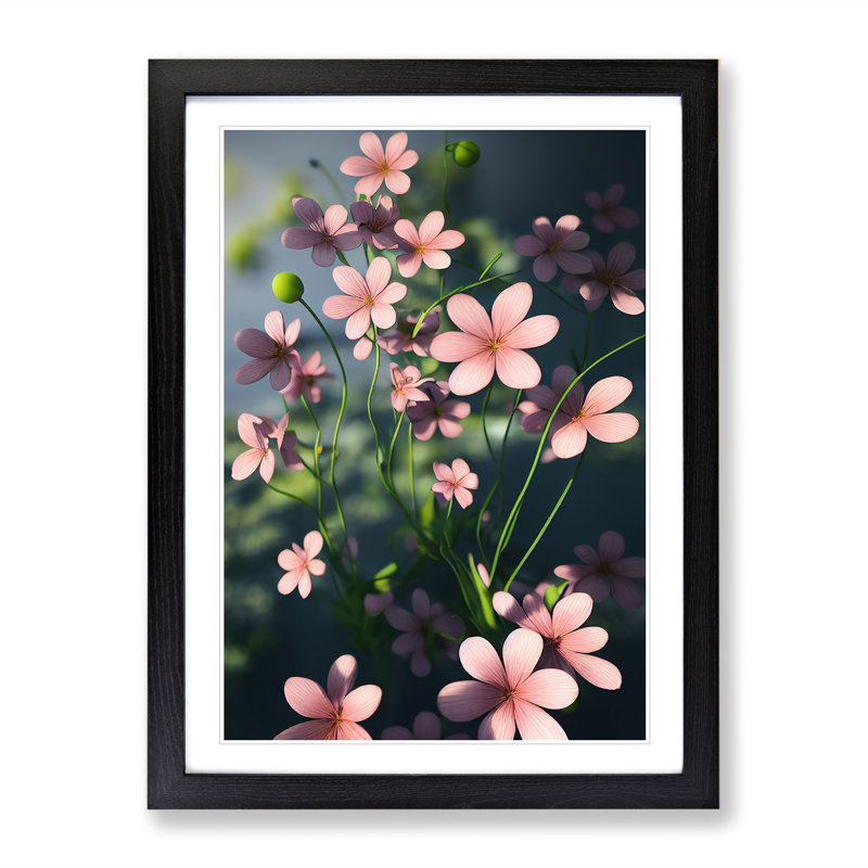 Garden Flowers - Single Picture Frame Print, Black, 64cm H x 46cm W x 2cm D