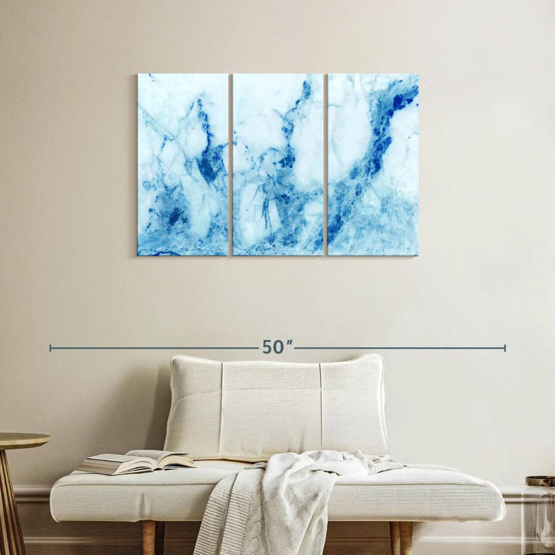 Alvord Marble Blue Abstract, 24" H x 38" W