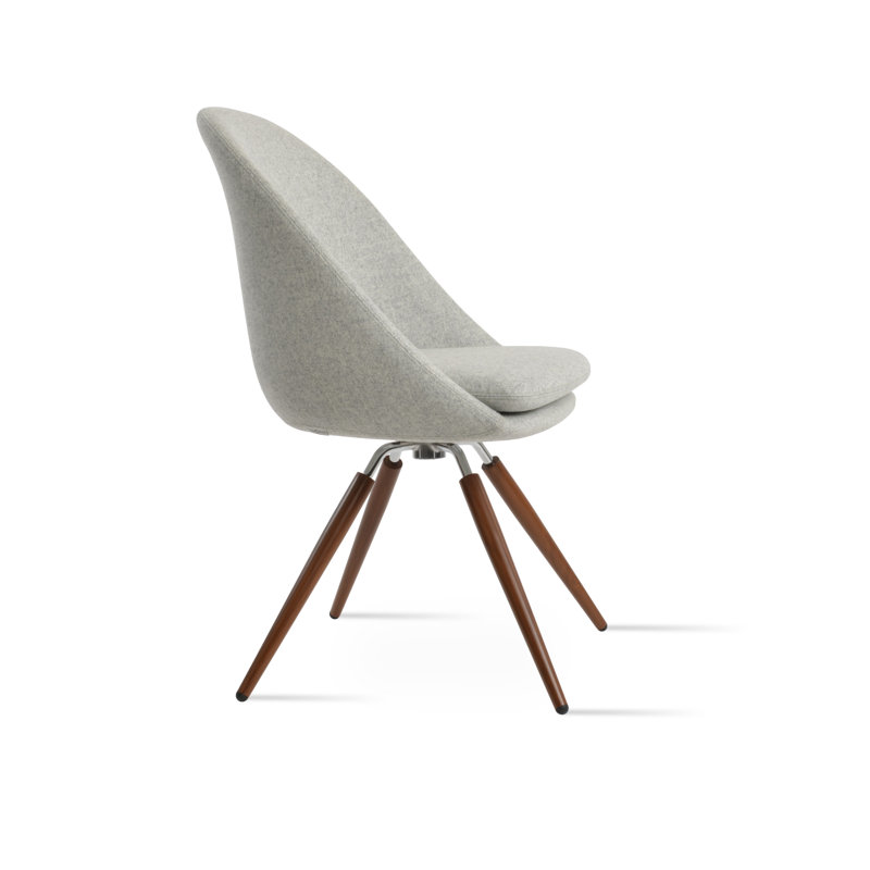 Chaise d'appoint Avanos Carrot, Laine argentée, Noyer