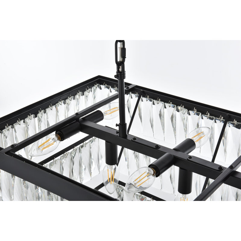 Lustre rectangulaire 36 pouces Iva, Noir, noir, noir, noir