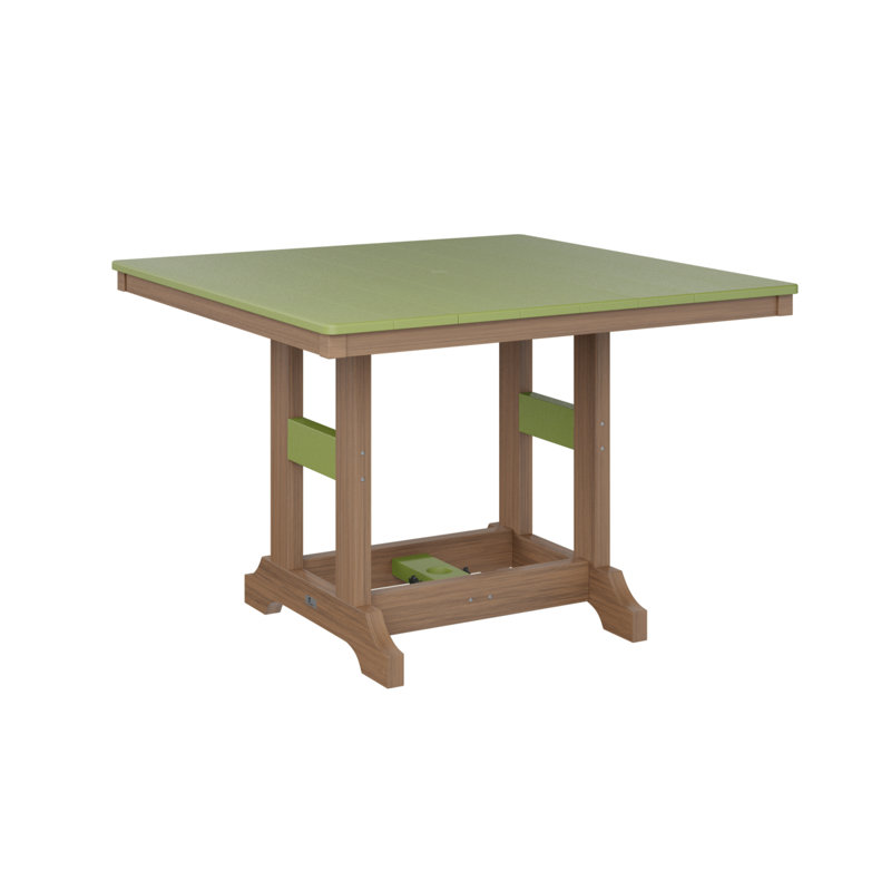 Garden Classic Outdoor Square Dining Table, Antique Mahogany, Kiwi Green