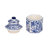 Bethony Chinoiserie Hexagonal Ceramic Candle Jar with Lid - 7" Blue & White Stoneware Decorative Accent for Home, Office, or Bedroom
