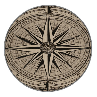 Washable Grand Compass Rose Coastal Area Rug