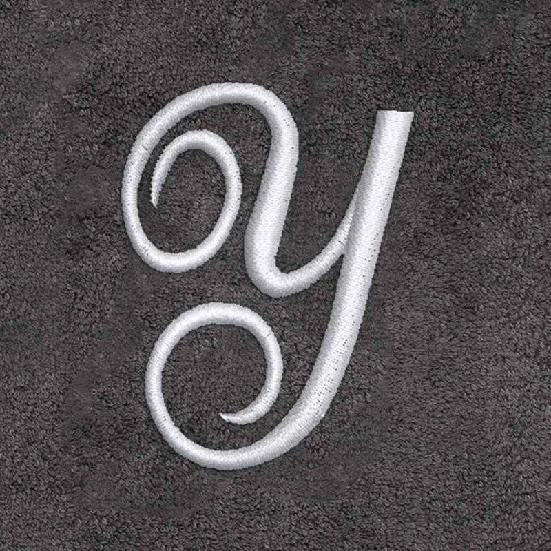 Winston Porter Granite/Silver Script Monogram Hand Towel Letter Y