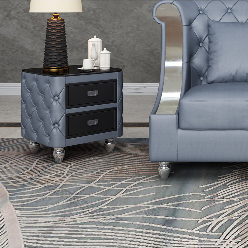 Mayfair Glass End Table, Gray