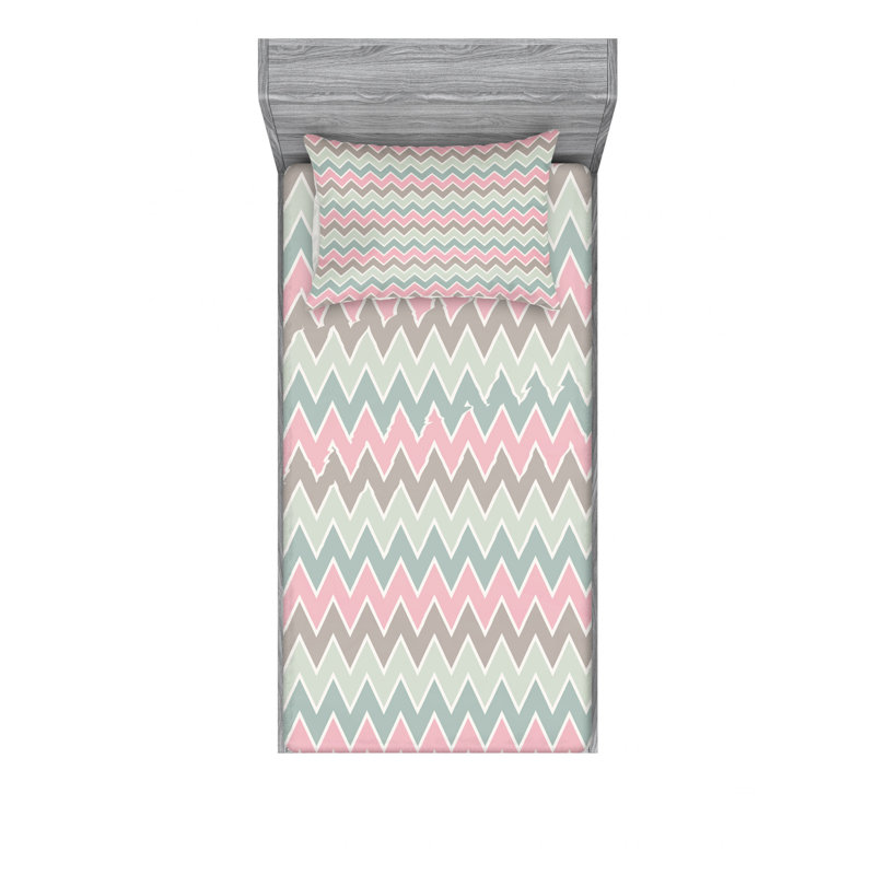 Microfiber Chevron Sheet Set, Twin Sheet Set with Fitted Sheet