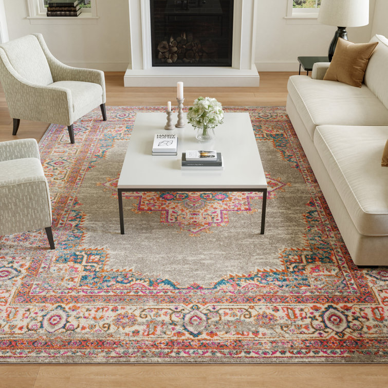 Abbate Oriental Gray/Pink Area Rug