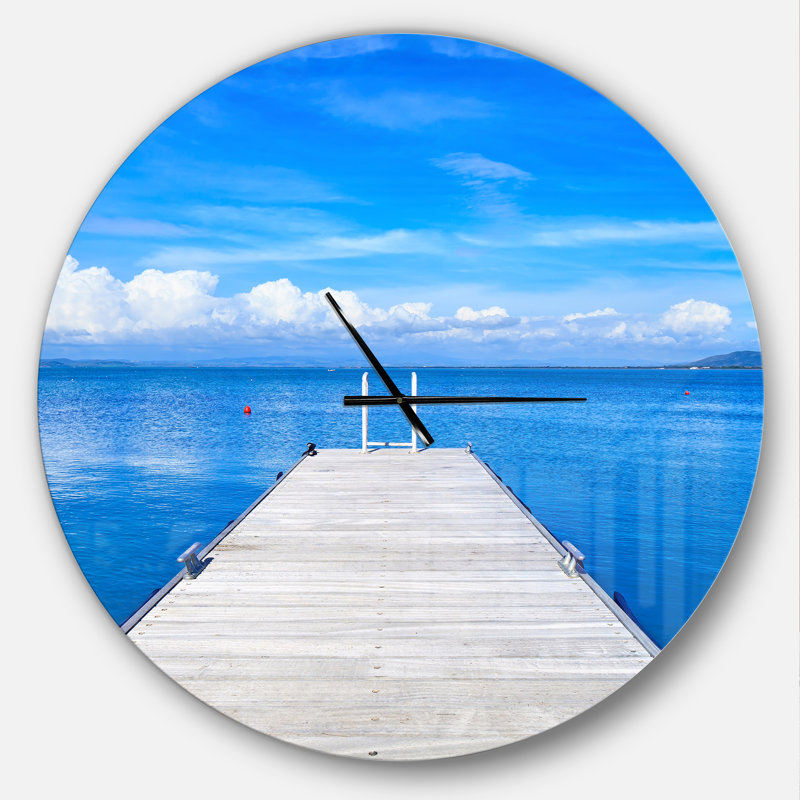 Large Wooden Pier - Modern wall clock, Oversized