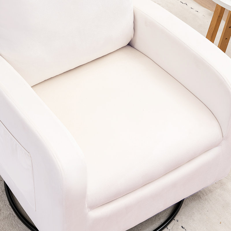 28" Upholstered Swiel  Chir with High Back, White Velvet