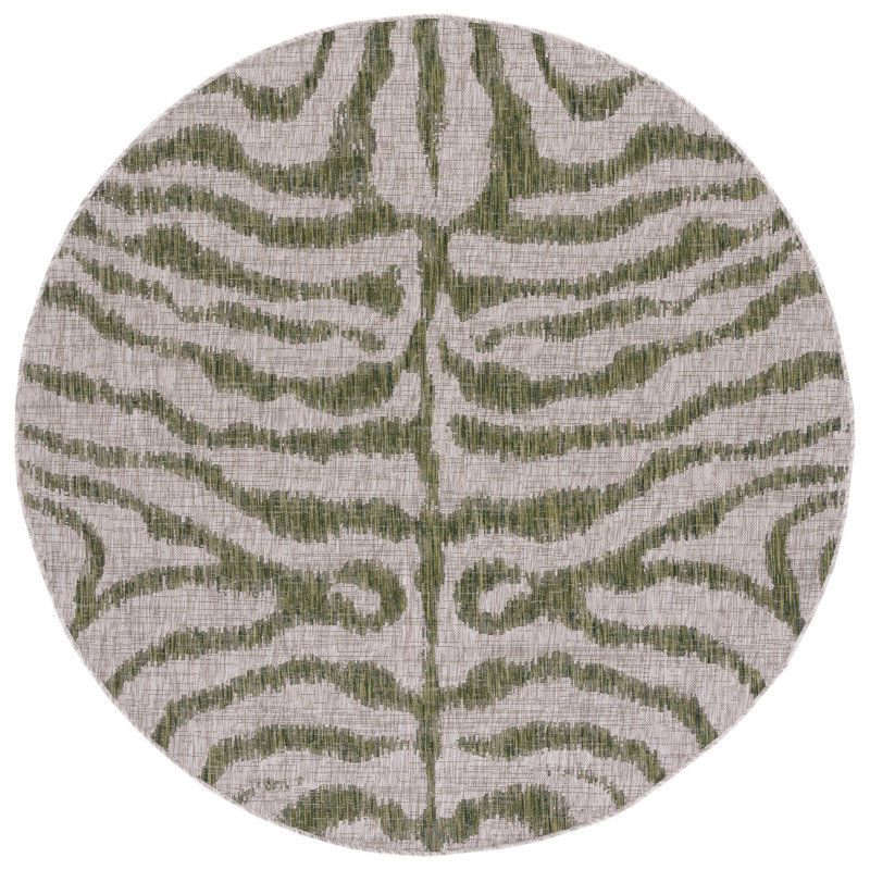 Aviyanna Performance Animal Print Indoor/Outdoor Area Rug, Round 6'7"