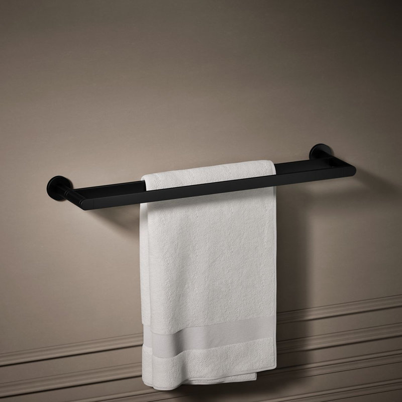 24" Wall Mounted Double Towel Bar, Matte Black