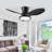 Laurenzo 32-Inch Flush Mount Ceiling Fan with LED Light for Small Rooms-422038730