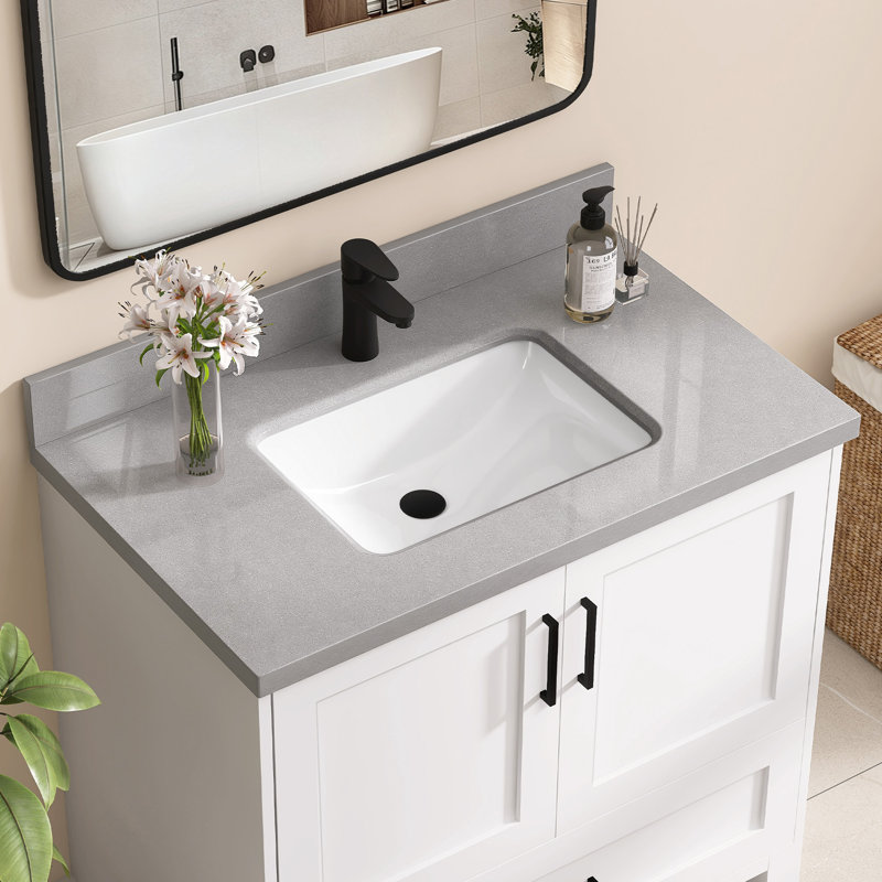 36 po X P 22 po De salle de bain rectangulaire en marbre gris, Gris