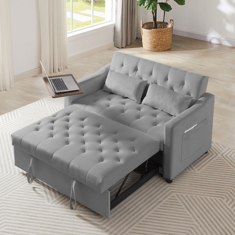 Futon rembourré 53,5 Aloway, Velours gris