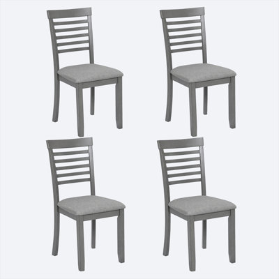 Ensemble de 4 chaises d'appoint rembourrées en mélange de lin gris neutre pour salle à manger ou cuisine, style traditionnel