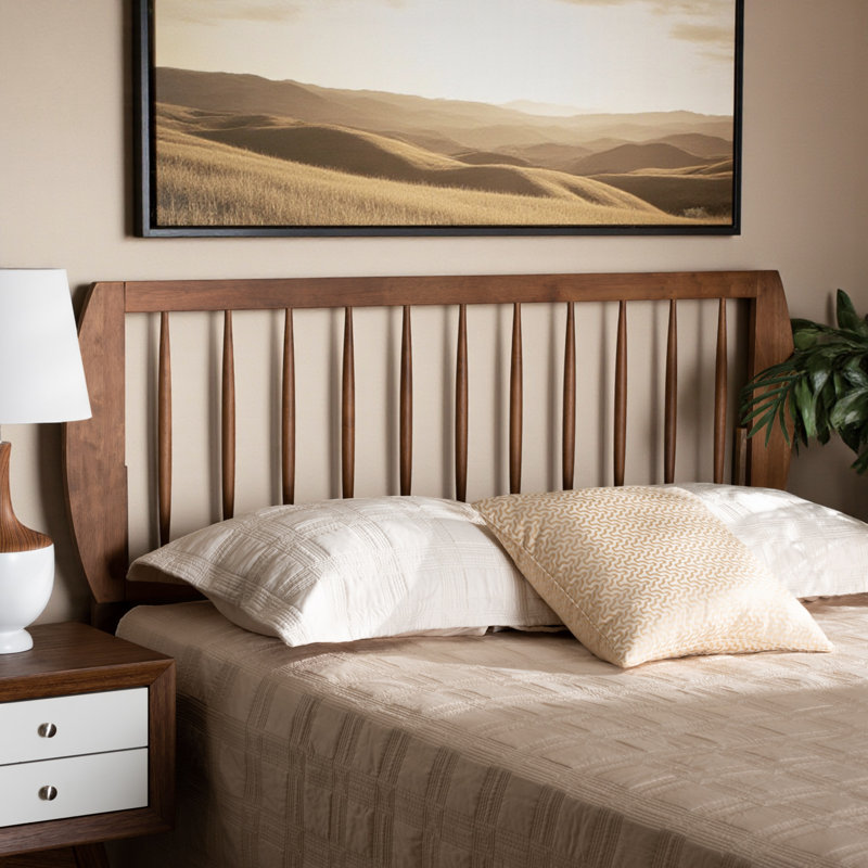 Horizon King Size Spindle Headboard with Rustic Oak Finish, 49.84" H X 82.72" W X 0.63" D, King