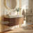 36" Modern Floating Vanity, Sintered Stone Top (Light Gray / Travertine) With Ceramic Sink & Plywood Cabinet (White Oak / Brown Oak) & 1 Drawer-18355683-18355685