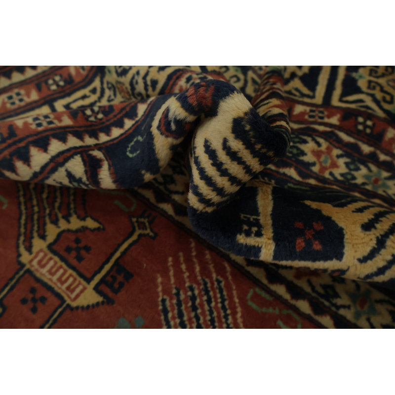 Tapis traditionnel avec motifs et bordures d'animaux uniques 3 x 5