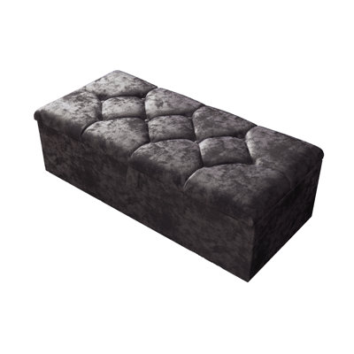 102 Wide Crushed Velvet Ottoman Storage Box with Hydrolic Arm