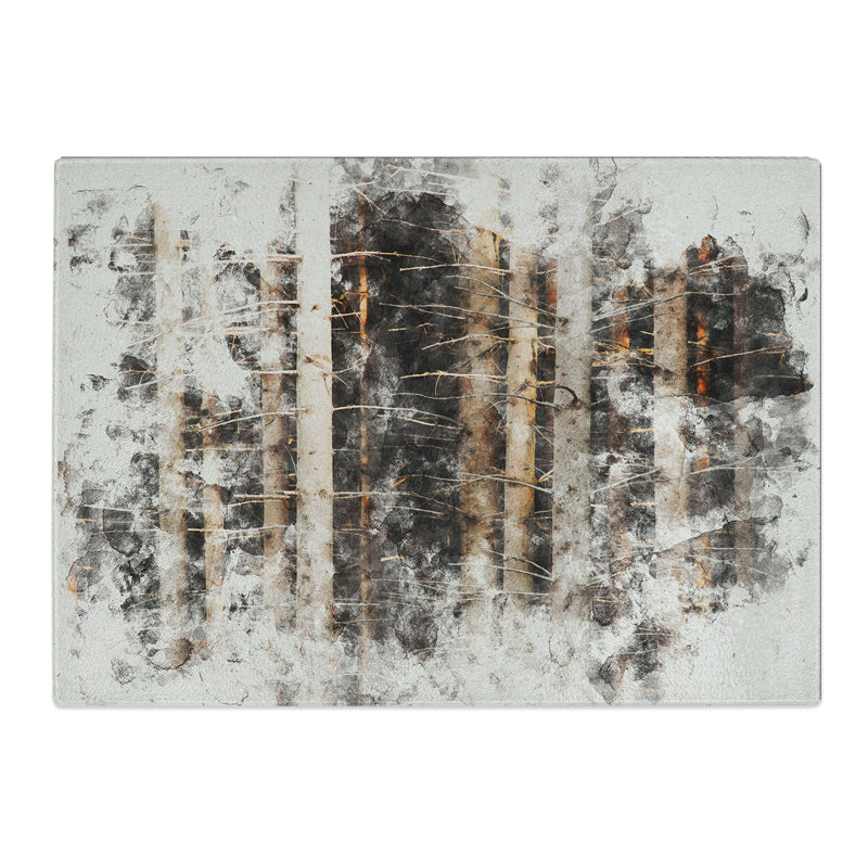 Bare Trees Watercolour Chopping Board, 0.4cm H x 28.5cm W x 39cm L