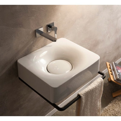 Lavabo de salle de bain vasque rectangulaire en céramique Fuji