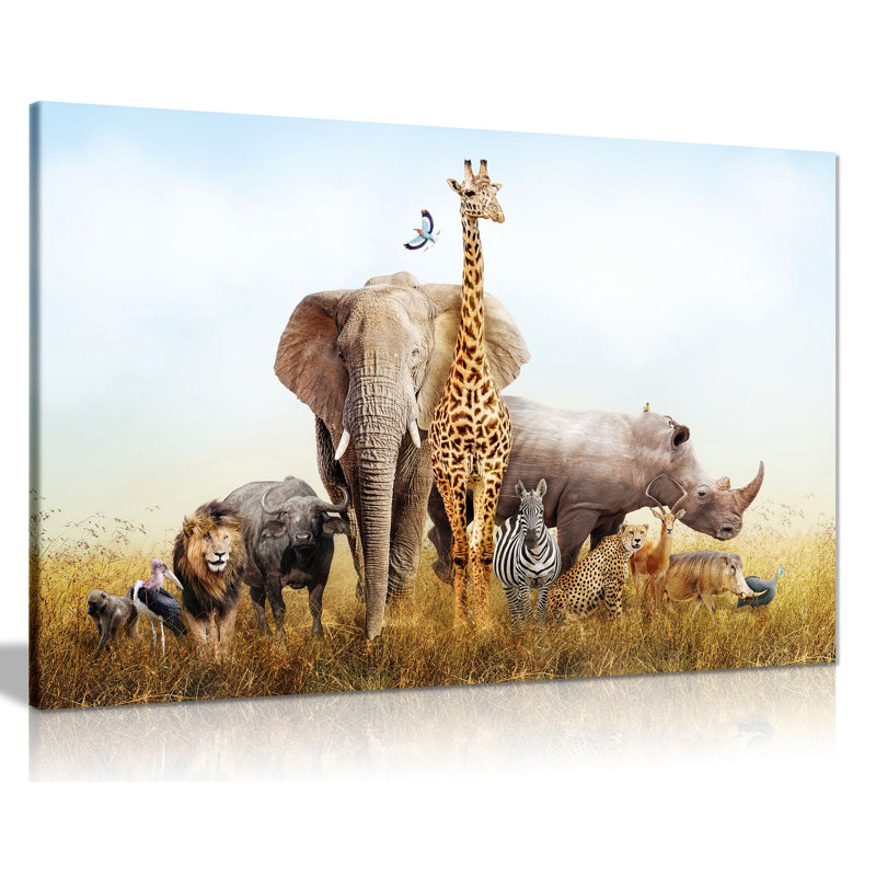 Safari Animals - Wrapped Canvas Print, 51cm H x 76cm W