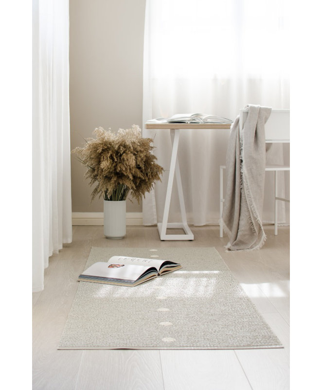 Peg Polka Dots Area Rug in Beige/Gray, Runner 2'3" x 6'6"