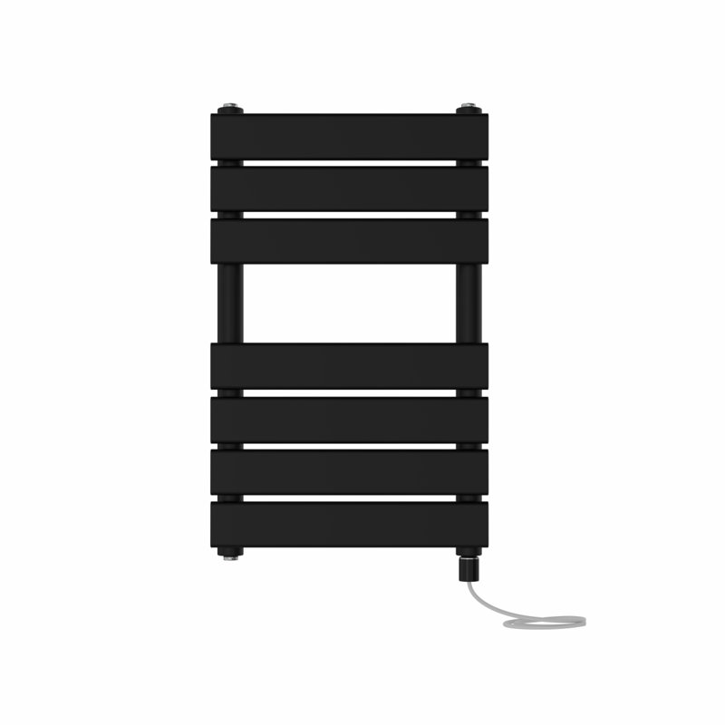 Dairius Flat Panel Towel Rail Heated Towel Rails, Black, 65cm H x 40cm W x 6.2cm D