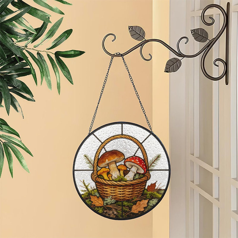 Vitrail champignon vitrail circulaire pour vitrail, 9,8 x 9,8 po (25 x 25 cm)