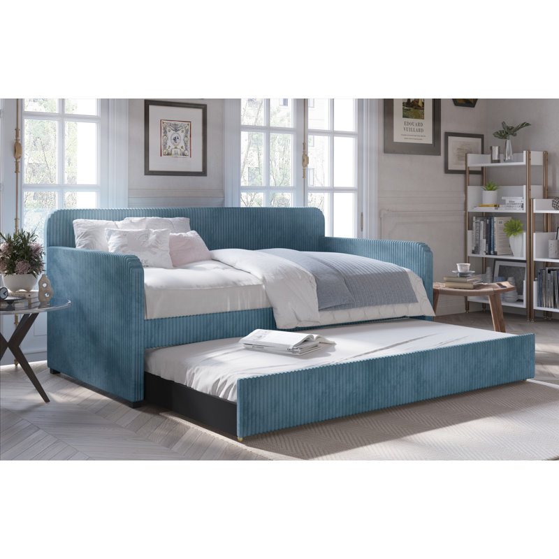 Lit de jour simple avec couchette Antonius, Bleu