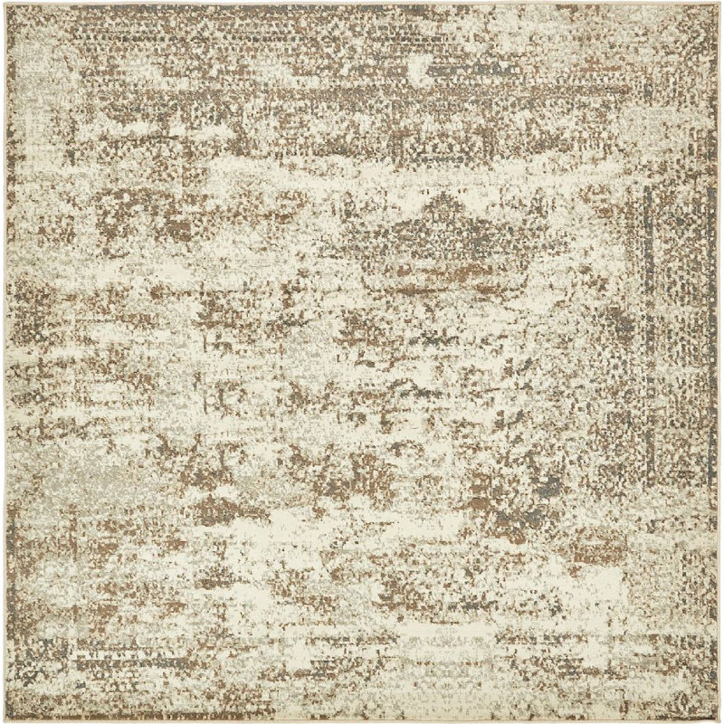 Tapis crème à motif abstrait Tobitha, Carré 8 pi