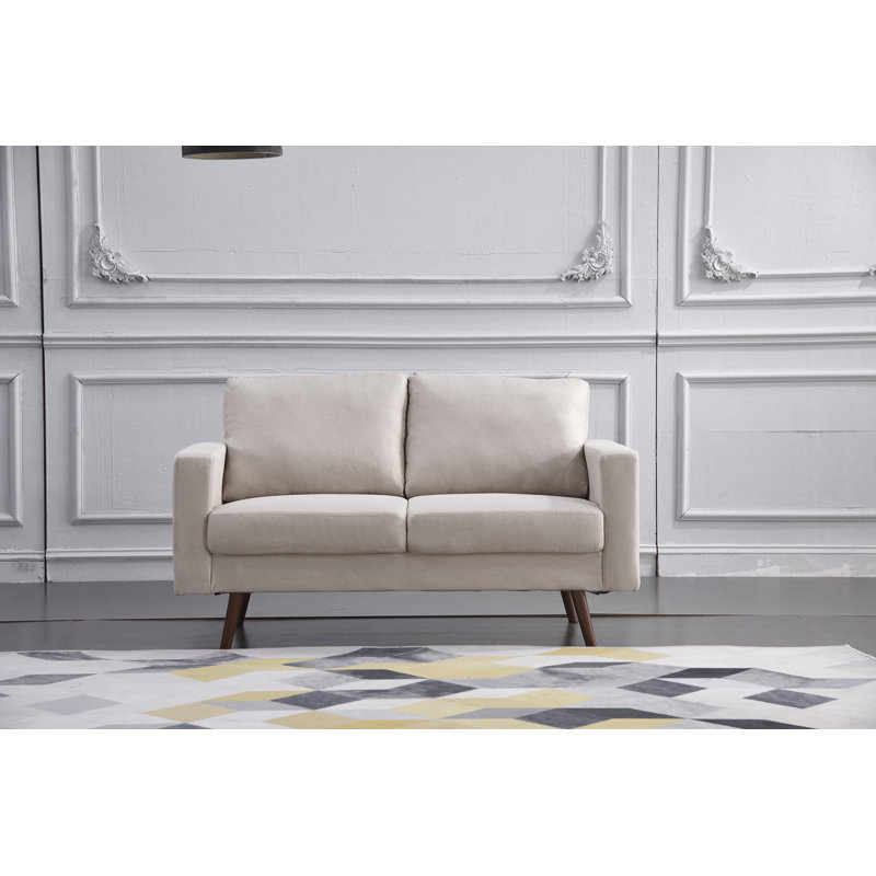 Causeuse à accoudoirs carrés 57 po Jaiheem, Polyester beige