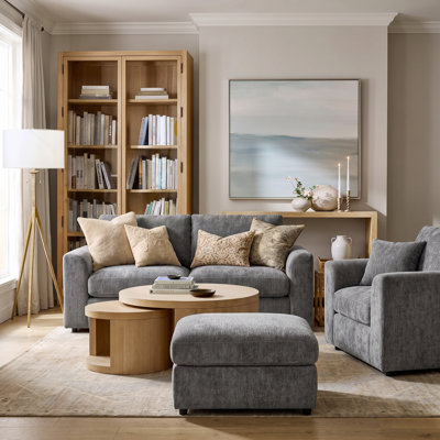 Ensemble canapé 3 pièces en bois de chenille (1 causeuse + 1 fauteuil + 1 pouf)