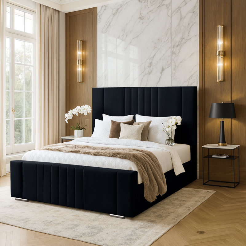 Agaro Upholstered Bed, Double (4'6), Black