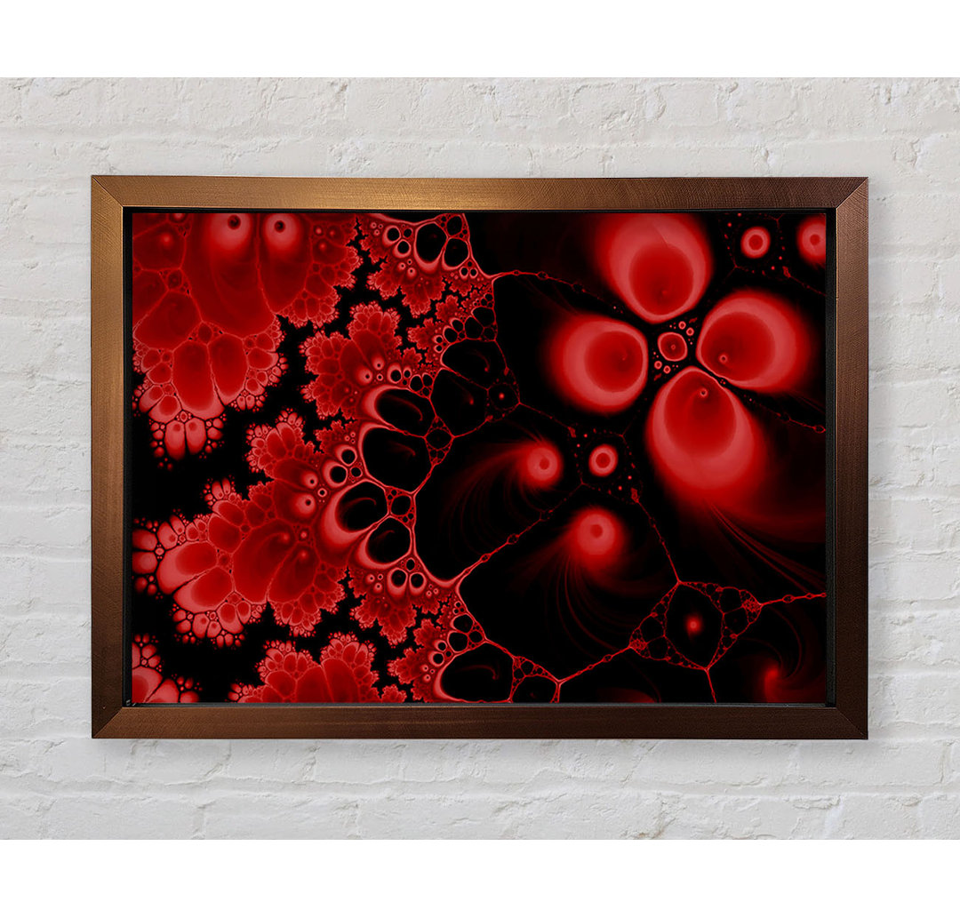 Gerahmtes Wandbild Red On Black Flourish