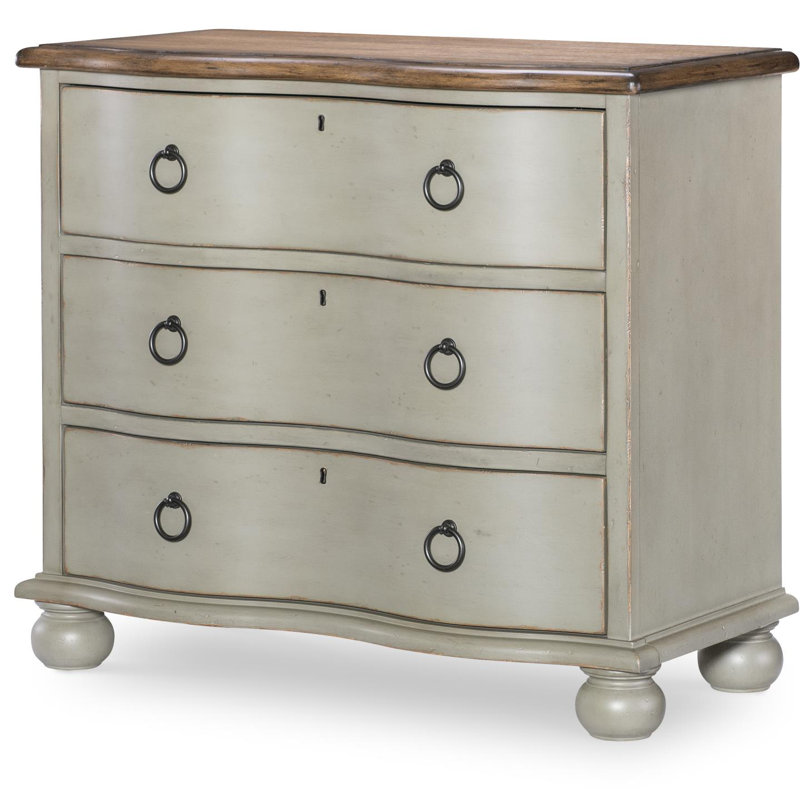 Country Living Vintage Market Scalloped Accent Chest (3 Drawers), Brown/Light Grey