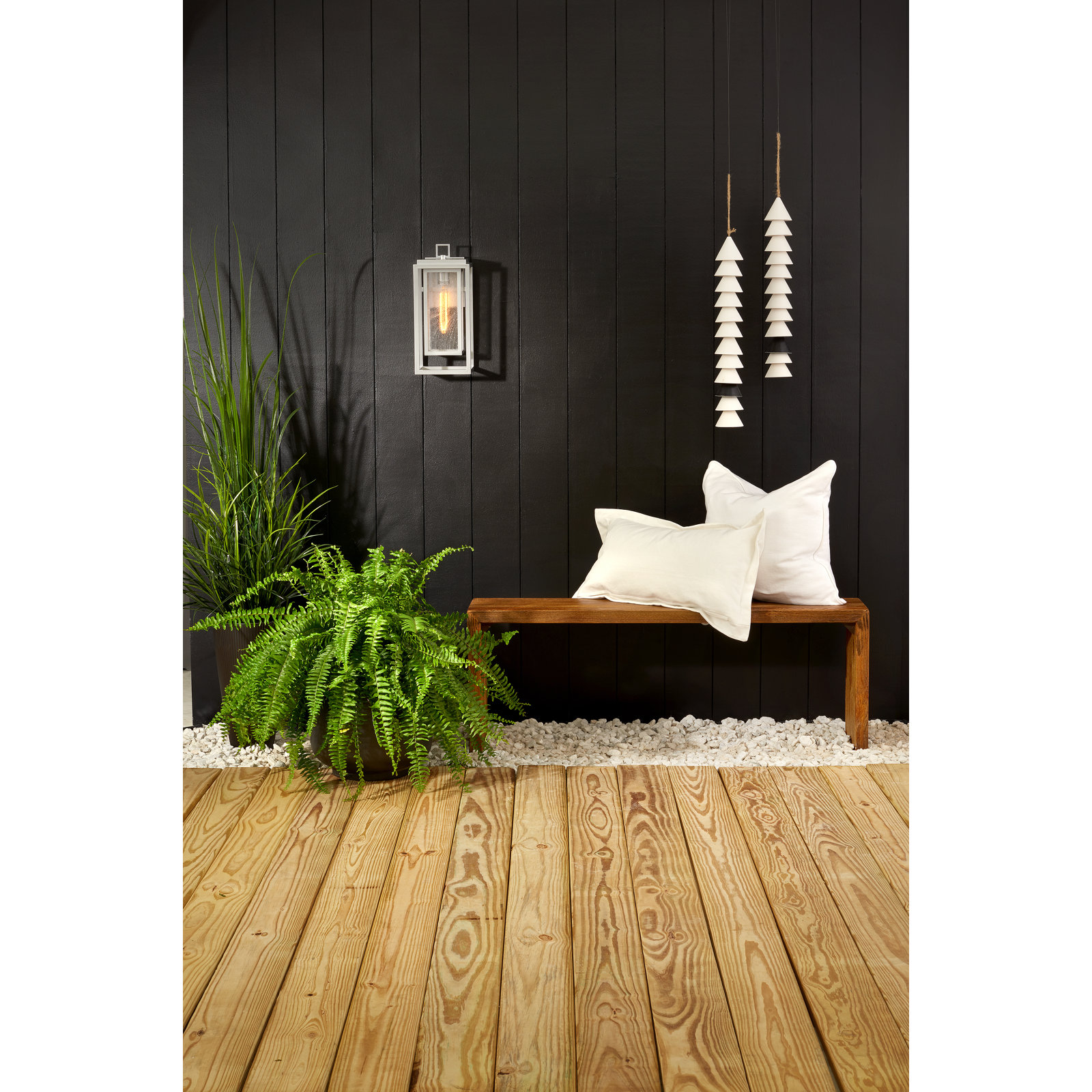 Single Light Outdoor Wall Light, Textured White, 12" H x 7" W x 6.75" D