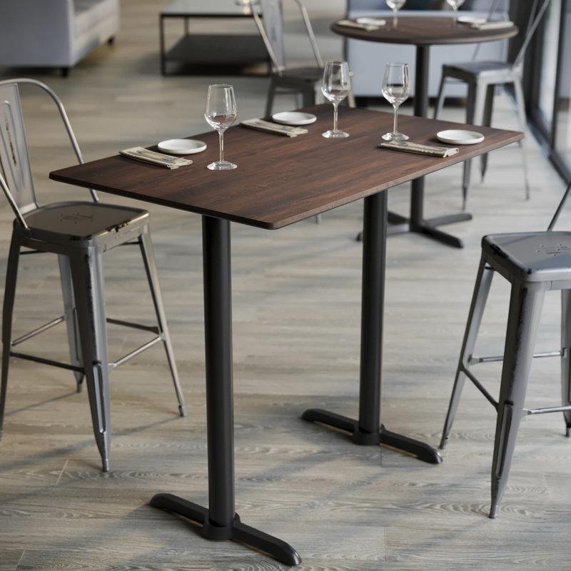 Plateau de table 30 "x 48" à surface lisse commerciale avec base en T double, Brun