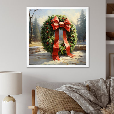 Couronne de Noël verte, hiver I - Couronne, art mural