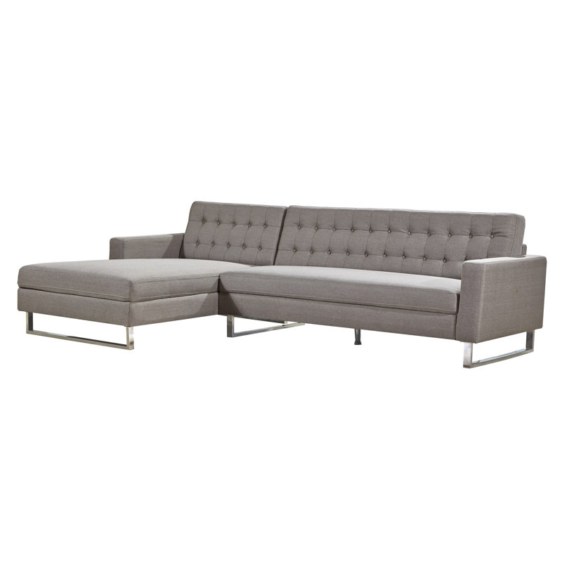 Jakin Upholstered L-Shaped Sectional, Beige, Right Hand Facing