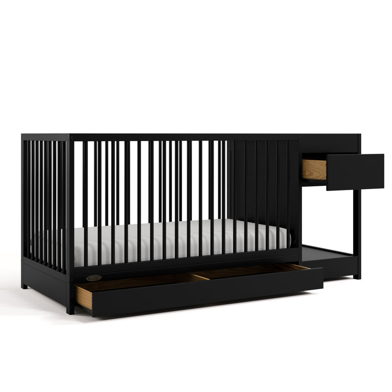 Lit de bébé convertible 5 en 1 avec tiroir Teddi, Noir