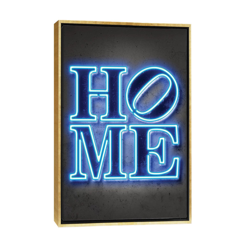 "Home" par Octavio Mielu-impression d’art textuel, H 60 po x l 40po x P 1,5 po, Toile encadrée d'or, Pas de tapis