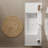 48" Bathroom Vanity With Vessel Sink, Wall-Mounted Floating White Rectangular Engineered Stone Basin Without Faucet, Striped Shelves Layer