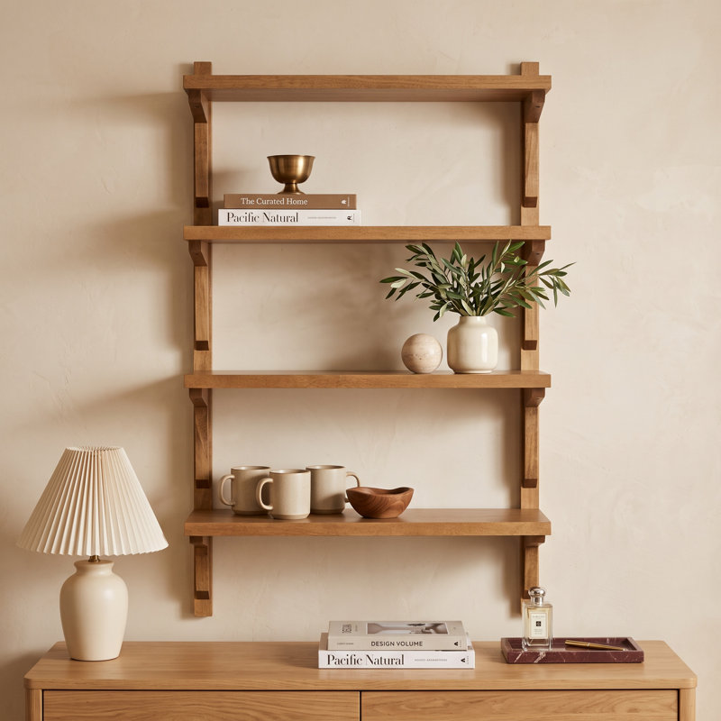 Carmouche Tiered Solid Wood Wall Shelf, Brown