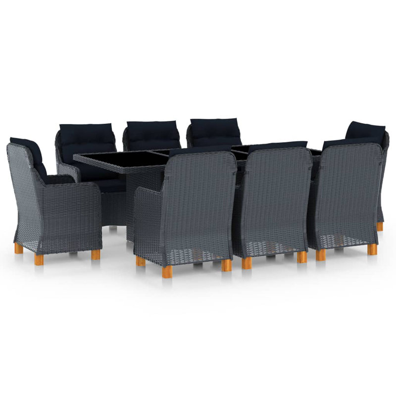 Ensemble de salle à manger rectangulaire pour 6 personnes 73 po, Gris foncé / Noir, 8